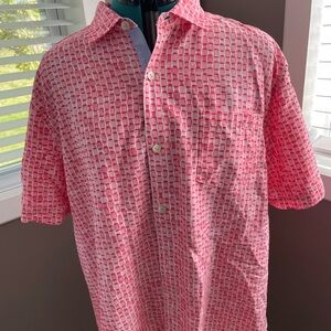 Tommy Bahama Red and Cream Textured Fabric